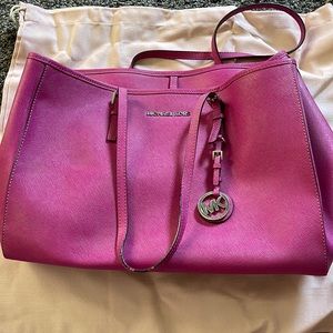 Michael Kors pink coated cotton tote